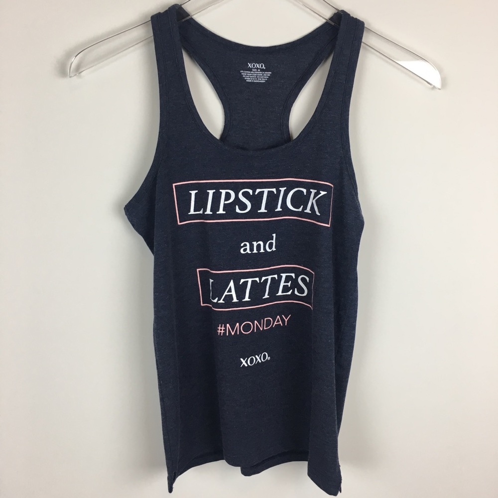 XOXO | Lipsticks and Latte Racerback Tank Top